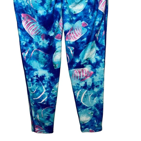 Champion C9 Girls Printed Fish Leggings L 10-12 Blue Pink Duo Dry Pullon Bright - Picture 6 of 9